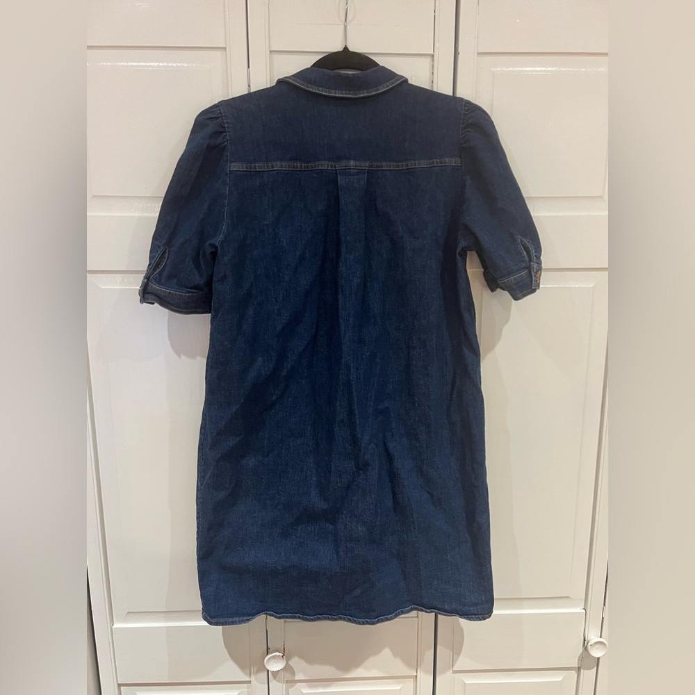 Sezane Dark Blue Denim Button-Front Mini Dress - Picture 7 of 7